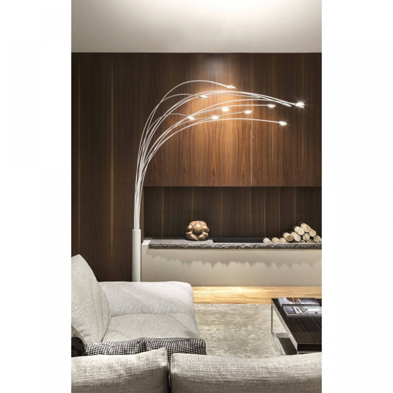 Raffinata Lampada da terra di colore bianco, 12 luci orientabili a led (  6420Lm ) con dimmer, acquista online Pierlux Illuminazione