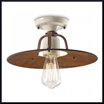 Plafoniera dal design Retrò,con corona ampia colore Ruggine, 1 luce 77W ( E27 ).