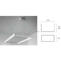 Sospensione LED 60W down 4800lm, 39W up 3080lm, dal design moderno con corpo in alluminio verniciato bianco, tonalità di luce 3000K