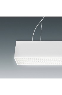 Sospensione minimale con struttura in alluminio, dalla linea lineare, colore bianco con luce a Led bidirezionale  ( 26+5W ) integrata e dimmerata