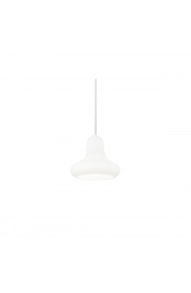 Sospensione moderna con montatura metallo verniciato bianco opaco e diffusore in vetro, 1 Luce (G9, 15W)