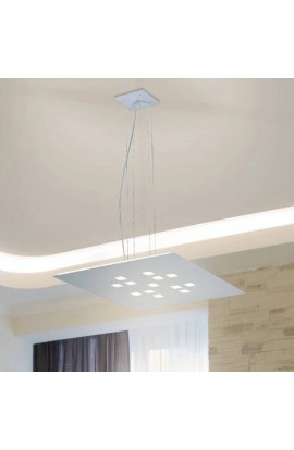 Minimale lampada a sospensione di forma geometria regolare con struttura in metallo colorato, 9 luci a Led 4.5W dimmerabile