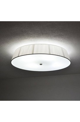 LEUCOS plafoniera a soffitto con struttura in metallo laccato bianco e Paralume in filo di cotone. 4 Punti luce (E27)