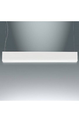 Sospensione minimale con struttura in alluminio, dalla linea lineare, colore bianco con luce a Led bidirezionale  ( 26+5W ) integrata